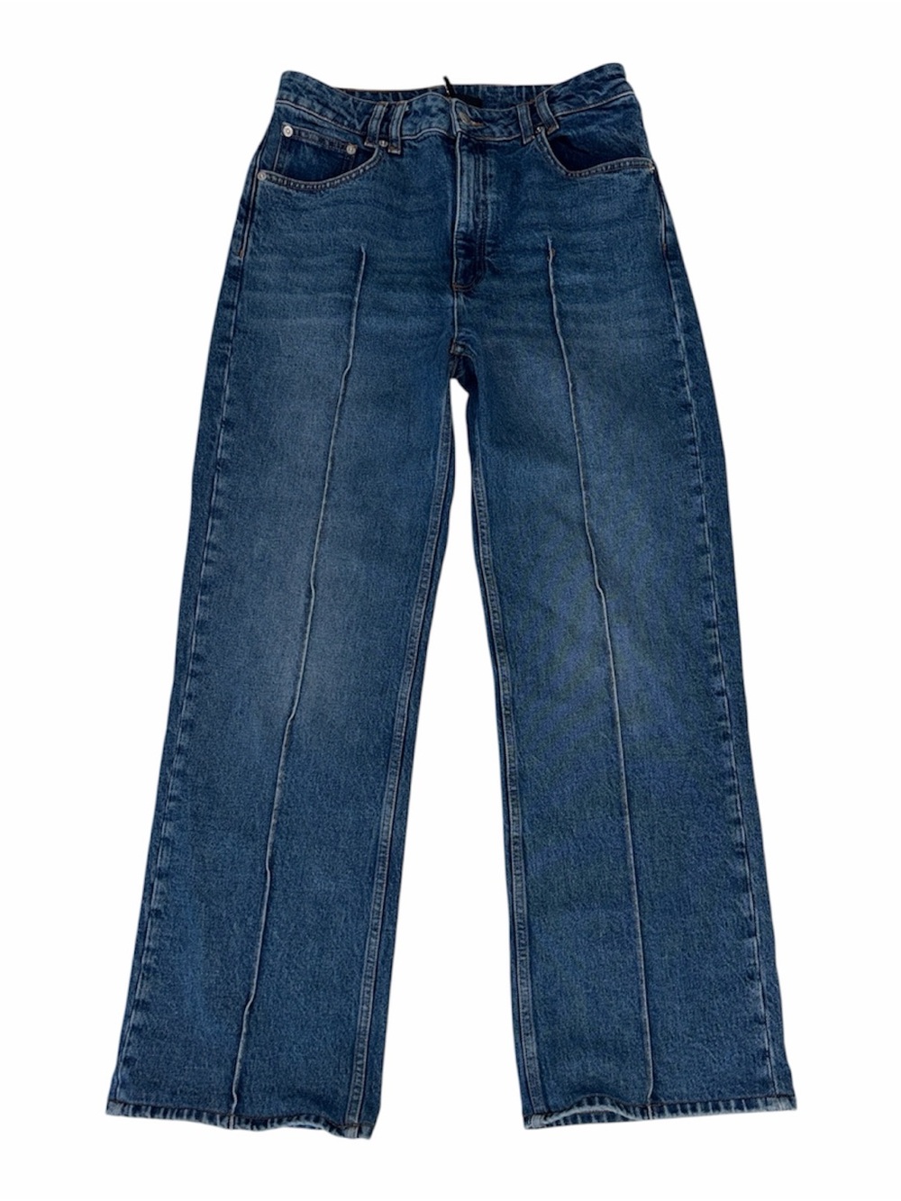 Maje Dark Blue Wide Leg High-Rise Jeans with Front Seam